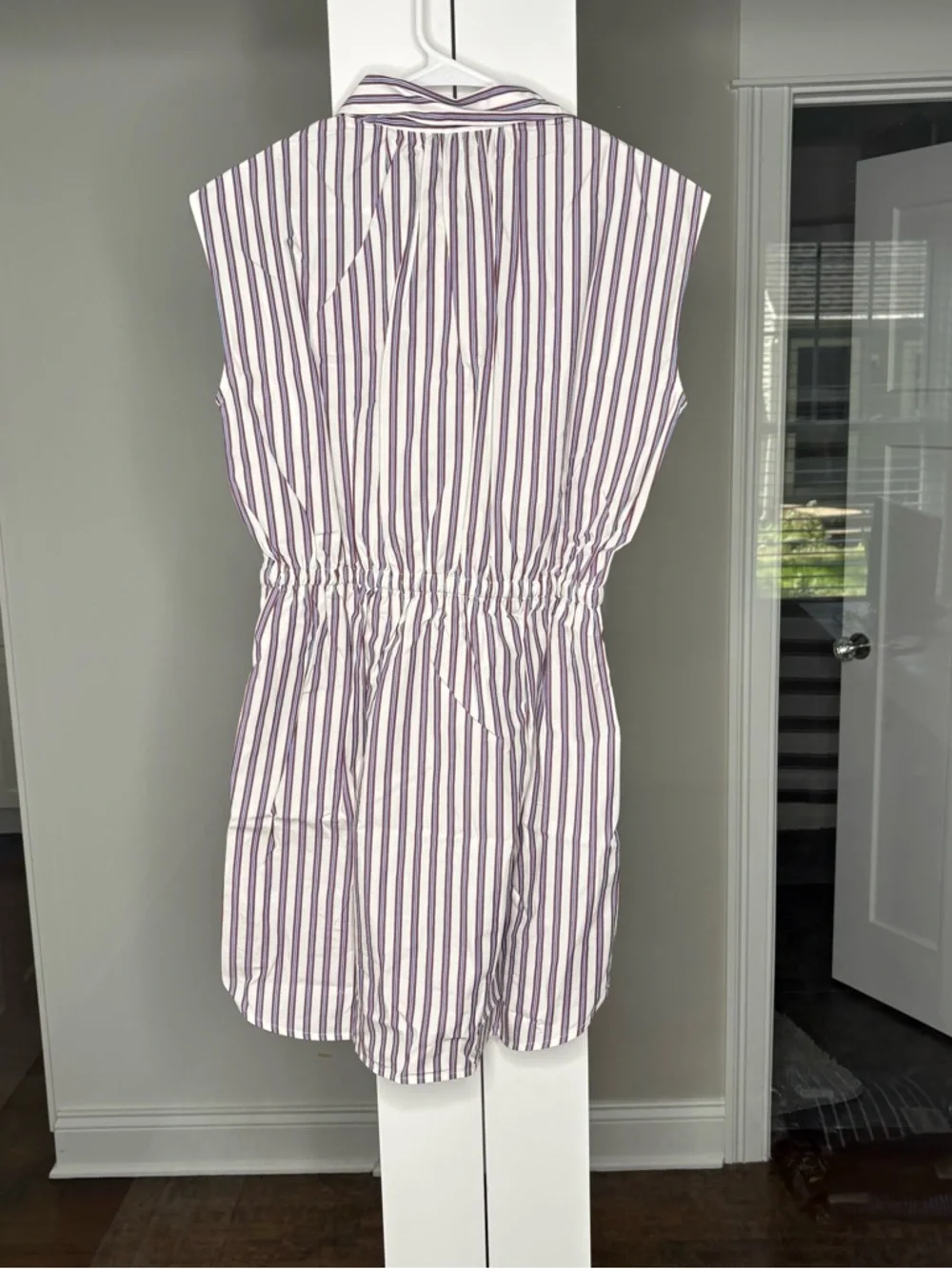 NWT J. Crew Mini Cap-sleeve Shirt-dress Striped Cotton Poplin Crushed Crimson